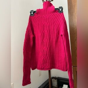 Garnet hill 100% cashmere cable turtleneck sweater size xs